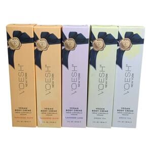 Lot 5 Voesh New York Vegan Body Creme Lotion 3 Oz. Lavender Tangerine Green Tea